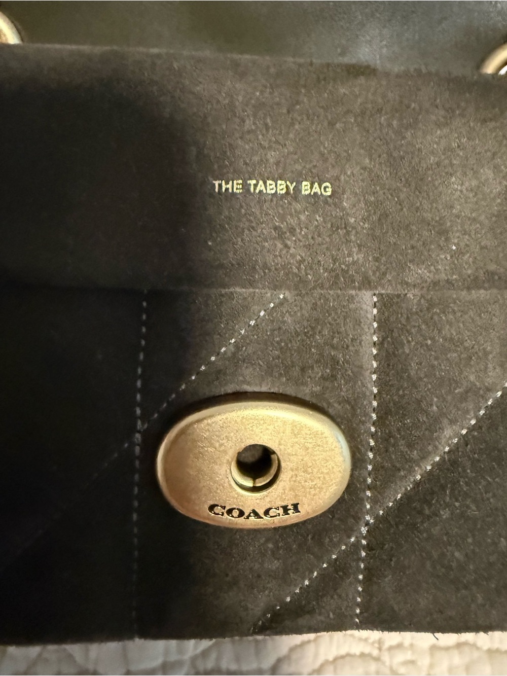 Coach Tabby 2026 Quilted Shoulder Bag in Olive Green Swede with Gold Hardware! 😍 - Picture 6 of 14